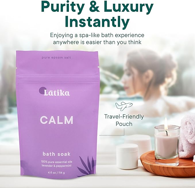 Soaks Set of 3 - Calm Bath Soaks with Lavender & Peppermint, Moisturizing Epsom Salt Soak for Stress Relief, Relaxation, and Skin Nourishment, at-Home Spa Retreat Gift