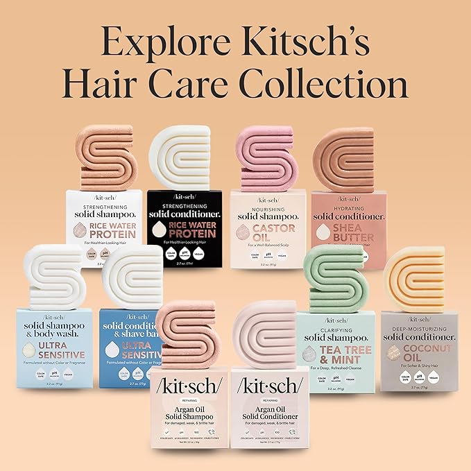 Kitsch Argan Oil Shampoo Bar - Repairing Solid Hair Shampoo for Women and Men - Strengthening, Moisturizing Hair Care - Silicone, Paraben & Sulfate Free, Vegan, Made in USA - 3.2 oz