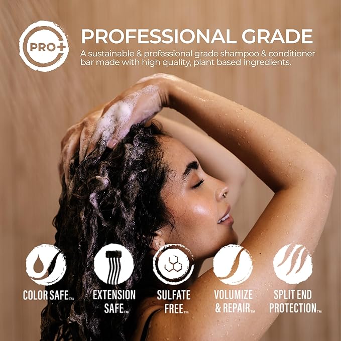 VIORI Native Essence Shampoo and Conditioner Bar Set and Bamboo Holder - Made with Rice Water for Hair Growth - Handcrafted Sulfate Free Shampoo and Conditioner