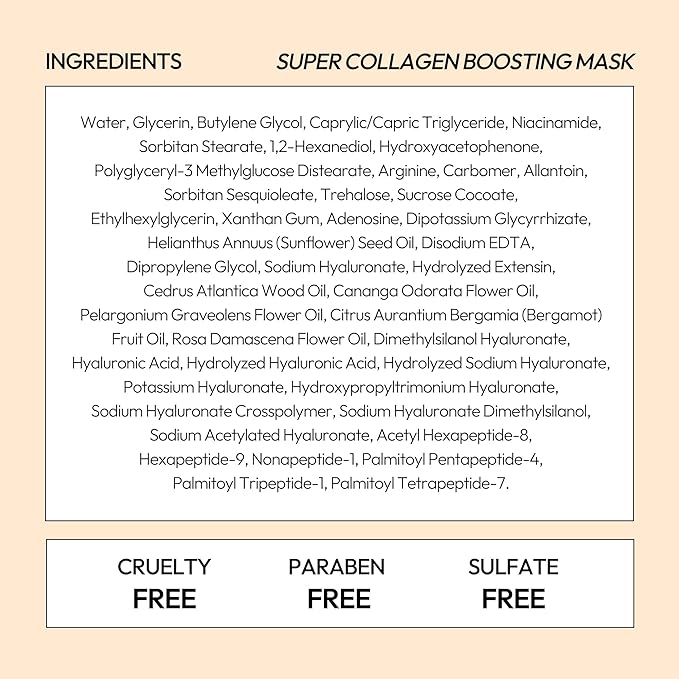 LAPCOS Super Collagen Sheet Mask – Hydrating Face Masks w/Peptide Complex, Vegan Collagen, Niacinamide & Hyaluronic Acid – Revitalizing & Firming Korean Skincare Paraben-Free, Cruelty-Free (10 Pack)