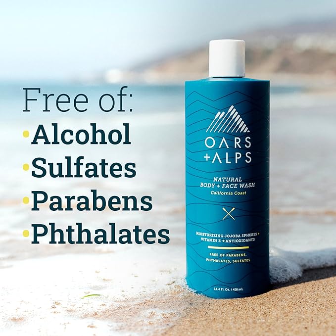 Oars + Alps Body Wash for Men, Mens Body Wash with Vitamin E and Antioxidants, Moisturizing, Hydrating, Paraben & Sulfate Free Cleanser, Variety Set, 3pk