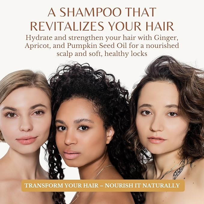 Ginger Shampoo with Biotin, Fortifying Formula, Promoting Hair Regrowth, Strengthening & Nourishing Scalp and Follicles, Restoring Softness and Shine, Paraben-Free, 16 fl oz