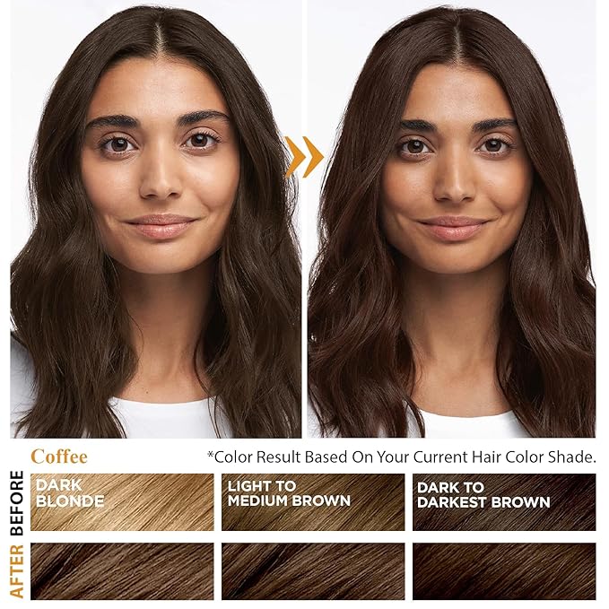 Coffee Hair Dye Shampoo 3-in-1, Argan Oil Hair Color Shampoo for Gray Hair, Instant Brown Color Shampoo Hair Dye for Women & Men, Colors Hair in Minutes, Natural Results, Semi-Permanent Hair Color