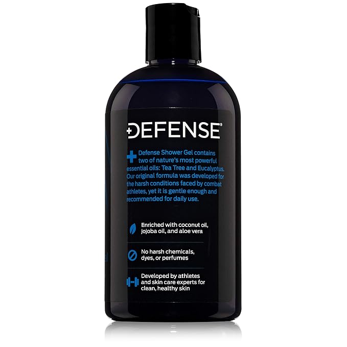 Defense Soap Organic Tea Tree Body Wash | All Natural Shower Gel with Tea Tree Oil, Eucalyptus Oil, and Aloe Vera. Wrestling Inspired, For All Mens & Womens Skin Types. 12 oz (Pack of 2)