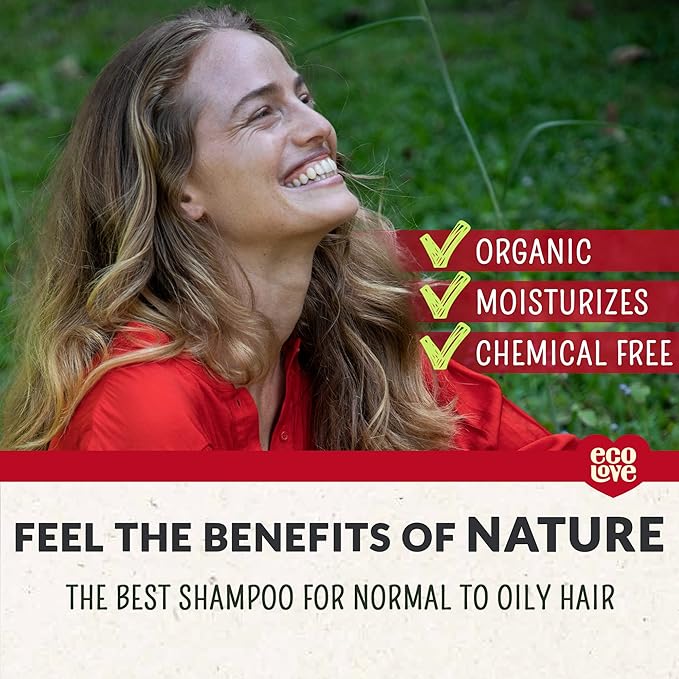 ecoLove - Natural Shampoo for Normal and Oily Hair, Sodium lauryl sulfate Free, Vegan & Cruelty Free Shampoo, Organic Tomato and Beet Extract, No SLS or Parabens, 17.6 oz