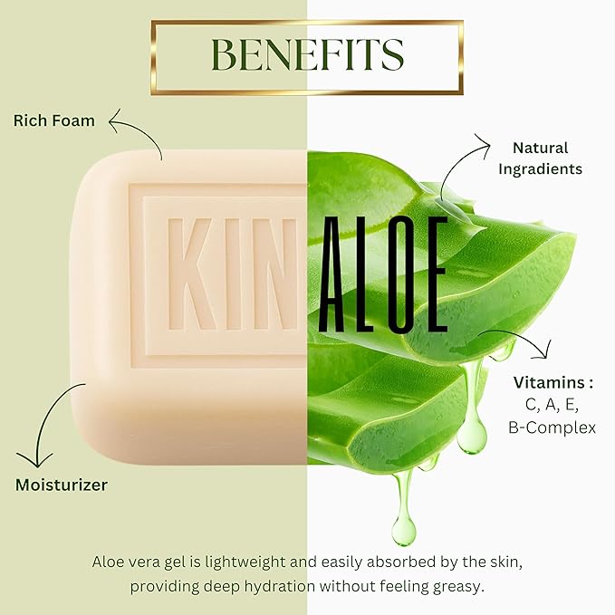 Aloe Vera Soap Bar – Natural Moisturizing Cleanser for Face and Body, Soothes Irritated Skin, Helps Relieve Sunburn, Hydrates and Softens (1 Pack)