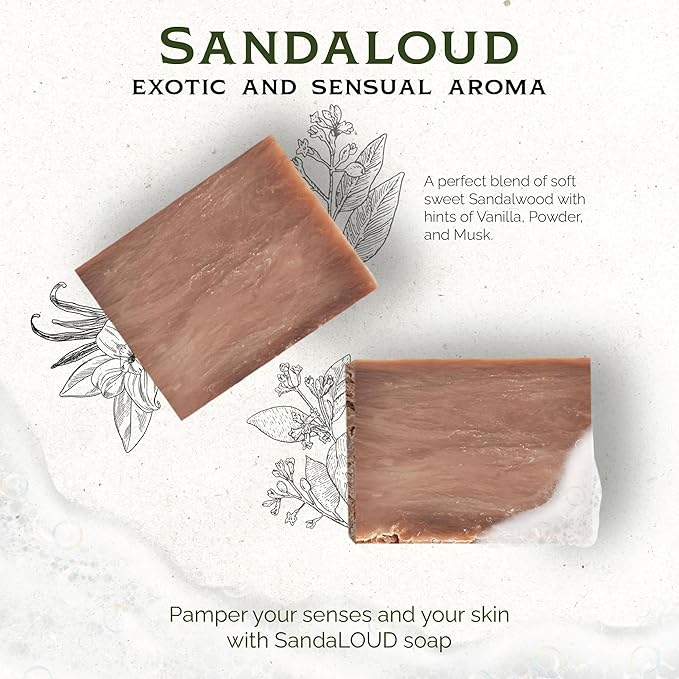 ILS Soap co. SandalOUD (Sandalwood and Oud) - All Natural Bar Soap for men and women - Plant Based, Cold Process and Handmade in the USA for All Skin Types and conditions for face and body (3 Pack)