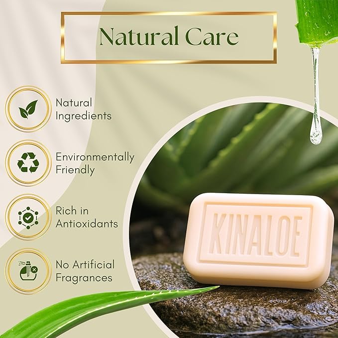 Aloe Vera Soap Bar – Natural Moisturizing Cleanser for Face and Body, Soothes Irritated Skin, Helps Relieve Sunburn, Hydrates and Softens (1 Pack)
