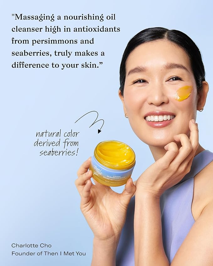 Then I Met You Living Cleansing Balm, Melts Makeup & Sunscreen, Non-Stripping Zero Residue Oil Cleanser with Seaberry, Olive, Grape Seed Oils, Vit E & Persimmon, First-Step Clean Vegan Korean Skincare