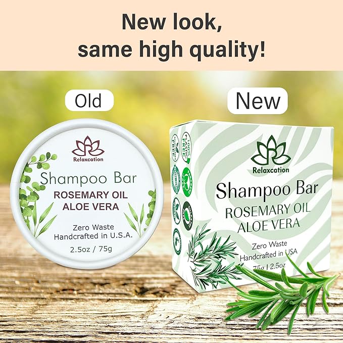 Organic Rosemary and Aloe Vera Solid Shampoo Bar for Hair Growth, Refreshing and Hydrating | Herbal Shampoo with Rosemary, Peppermint, Castor Oil, Argan Oil, and Betaine | USA (2.5 Ounce (Pack of 1))