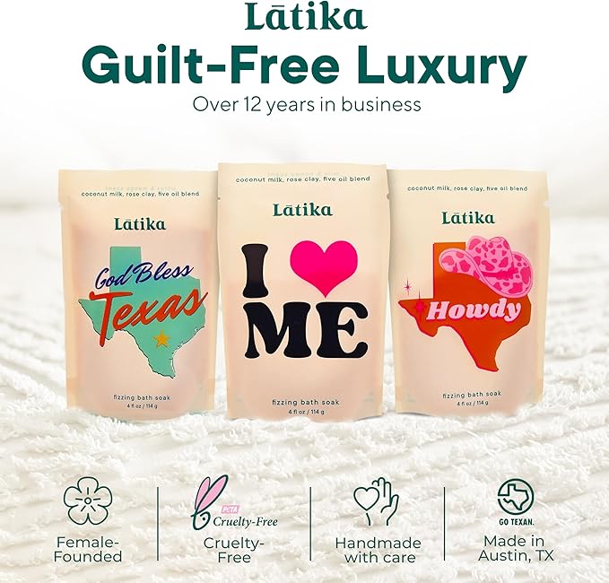 Bath Soaks Set of 3 - Texas, Howdy, I Heart Me - Moisturizing Fizzing Bath Soak for Stress Relief & Muscle Recovery with Essential Oils, Epsom Salt & Natural Scents - Self-Care Spa Gift