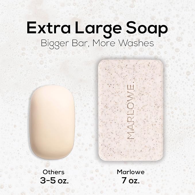 MARLOWE. No. 102 Body Scrub Soap 7 oz (3 Bars), Santal, Exfoliating Soap Bar with Shea Butter, Olive Oil & Green Tea Extracts, Cleanses, Smooths & Revitalizes Skin, Warm Amber, Spice & Citron Scent