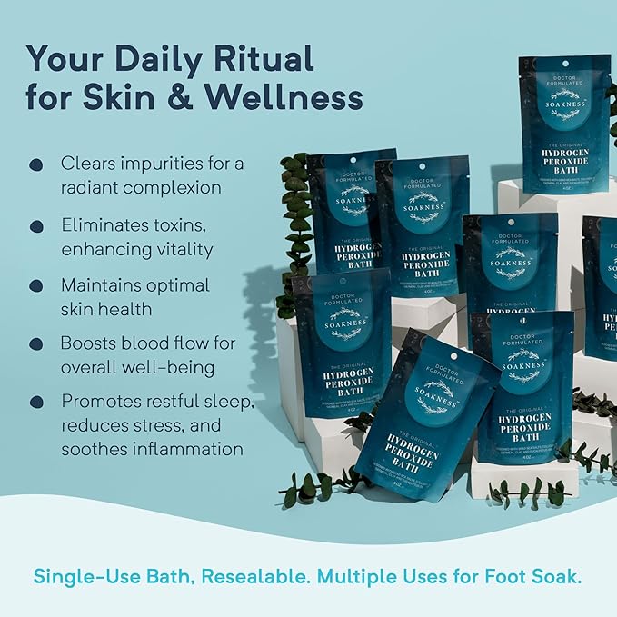 Hydrogen Peroxide Epsom Salt Bath Soak - USA-Made – Patented Bath Salts, Muscle Recovery, & Skin Detoxification – Magnesium Salts for Bathing - Doctor Formulated Pure Epsom Salt (1-Pack)