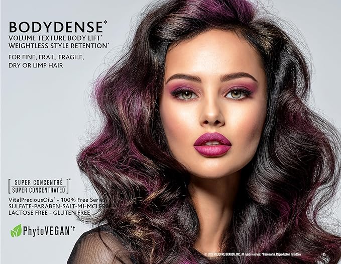 BODYDENSE Plumping, Hydrating Volumizing Shampoo for Fine Hair Volume Texture Body Lift Vegan Shampoo for Fine, Frail, Dry or Limp Hair (10.1 FL OZ)