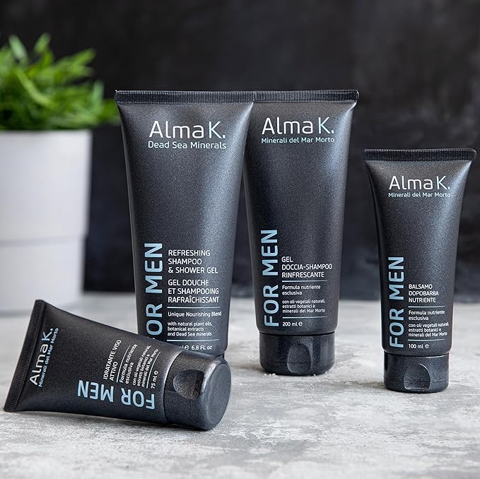 ALMA K Refreshing Shampoo and Shower Gel - 2 in 1 Mens Body Wash and Clarifying Shampoo - Antioxidant-Rich with Argan Oil, Dead Sea Minerals - 6.8 oz