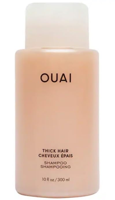 OUAI Thick Shampoo - Moisturizing Shampoo with Keratin, Marshmallow Root, Shea Butter, Avocado Oil for Thick Hair - Strengthens & Hydrates Strands - Paraben, Phthalate, Sulfate Free Shampoo (10 Fl Oz)