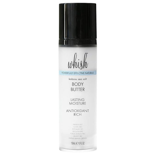 Whish Beauty Body Butter for Women - Moisturizing Body Lotion for Dry Skin - Antioxidant-Rich with Shea Butter, Aloe, & Raspberry Butter - Paraben & Sulfate Free - Kabosu Sea Salt - 5 fl oz