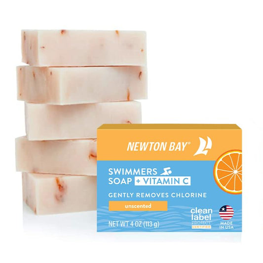 Swimmers Soap + Vitamin C | All Natural Body and Face Wash Soap Bar | Neutralizes and Washes Away Chlorine After Swimming | Revitalizes Sensitive Skin | 5-Pack of 4 Ounce Soap Bars