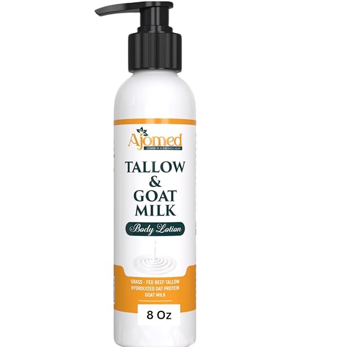 Tallow & Goat Milk Body Lotion for Sensitive Skin, Organic moisturizing Lotion - Soothes Dry skin, Goat Milk face and body Moisturizer - Handmade Tallow for skin cream (12 OZ, Frankincense)