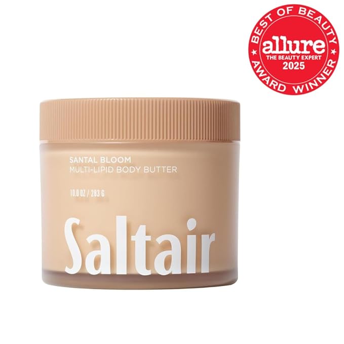 Saltair Multi-Lipid Body Butter - Rich, Nourishing Santal Bloom Hydrating Body Cream with Ceramide Complex, Coconut Oil, Shea Butter, and Sea Buckthorn. Deep Moisturizing Dry Skin Care. 10oz Jar