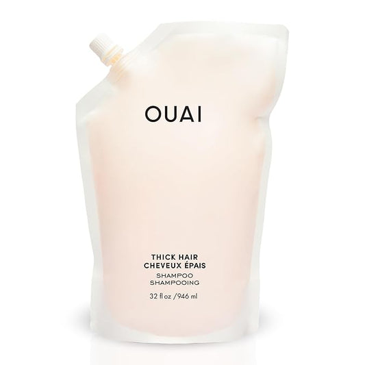 OUAI Thick Shampoo Refill - Moisturizing Shampoo with Keratin, Marshmallow Root, Shea Butter & Avocado Oil for Thick Hair - Strengthens & Hydrates - Paraben, Phthalate, Sulfate Free Shampoo (32 Fl Oz)