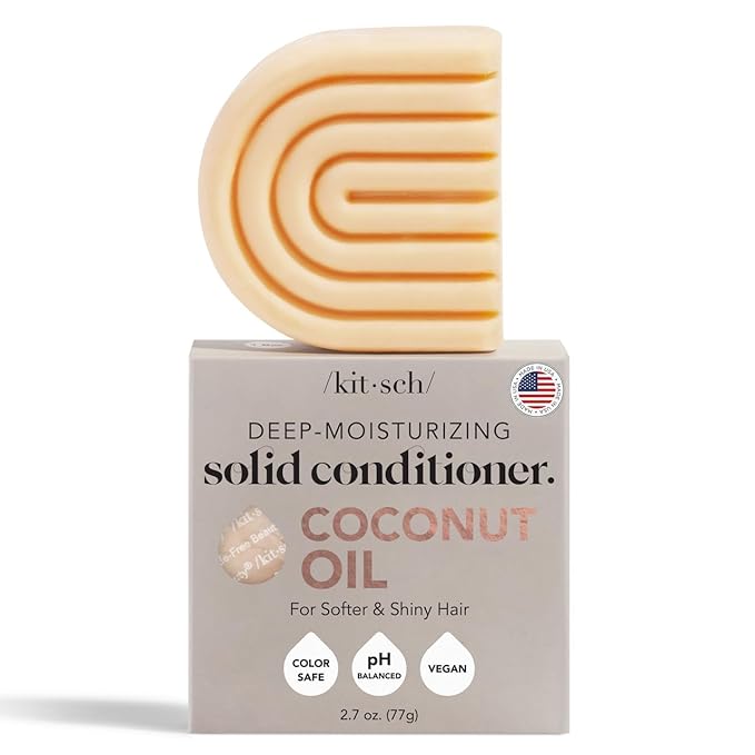 Kitsch Castor Oil Shampoo Bar & Coconut Oil Deep-Moisturizing Conditioner Bar - Hydrating for Dull & Dry Hair, Strengthen & Restore Damage Hair, 2pc Set