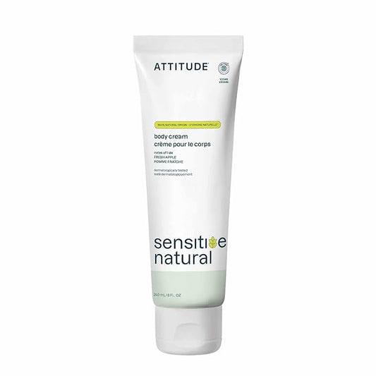ATTITUDE Body Cream for Sensitive Skin with Oat, EWG Verified, Dermatologically Tested, Vegan, Fresh Apple Scent, 8 Fl Oz