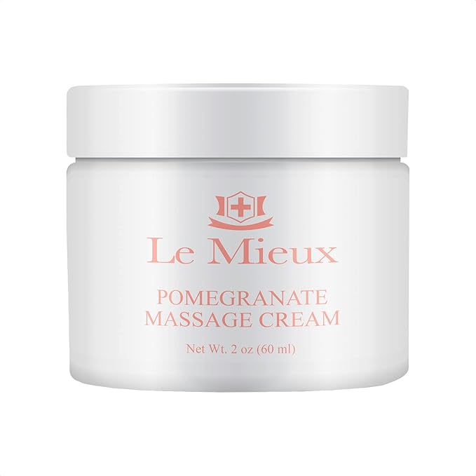 Le Mieux Pomegranate Massage Cream - Aromatic Moisturizing Neck & Face Massage Cream with Algae, Hyaluronic Acid & Botanical Oils, No Parabens or Sulfates (2 oz / 60 ml)