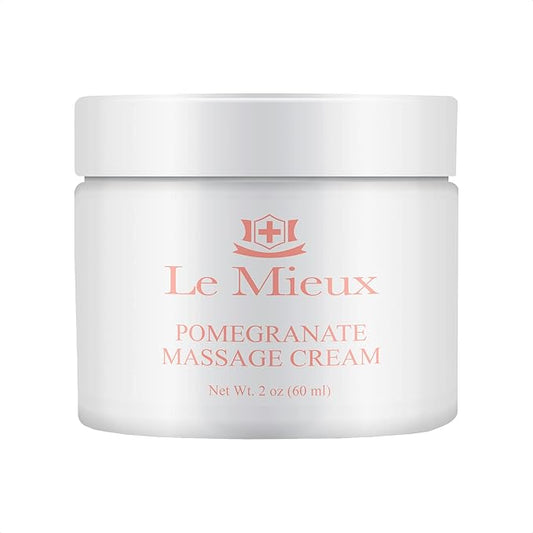 Le Mieux Pomegranate Massage Cream - Aromatic Moisturizing Neck & Face Massage Cream with Algae, Hyaluronic Acid & Botanical Oils, No Parabens or Sulfates (2 oz / 60 ml)