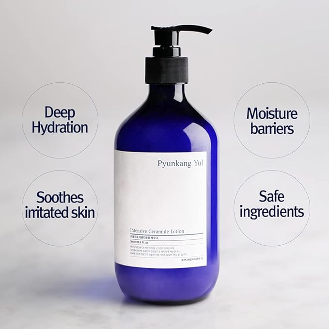 Pyunkang Yul Intensive Ceramide Lotion - Fragrance Free Face and Body Moisturizing Lotion - Hyaluronic Acid Moisturizer for All skin - Natural Ingredients Olive Oil, Shea Butter - 16.9 Fl. Oz