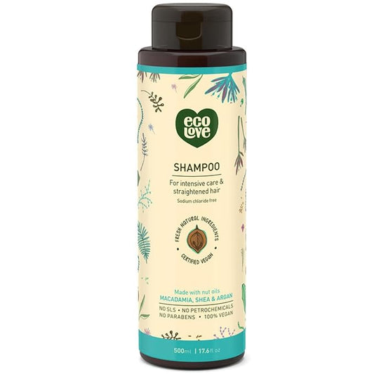 ecoLove - Natural Shampoo for All Hair Types,Sodium lauryl sulfate Free, Vegan & Cruelty Free Shampoo, With Natural Moroccan Oil Extract, No SLS or Parabens, 17.6 oz