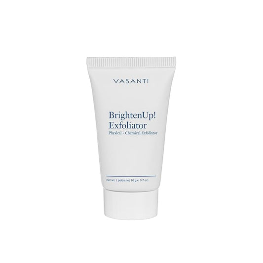 VASANTI BrightenUp! Exfoliator - Enzymatic Face Rejuvenator (20g) - Gentle Scrub Brightens Exfoliates Cleanses Skin Paraben Free Vegan Friendly Skincare