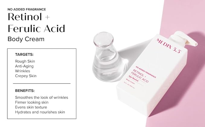 MEDIX Fragrance Free Retinol Body Lotion Crepey Skin Care Treatment | Firming Body & Face Moisturizer | Anti Aging Retinol Cream For Face Targets Loose Crepe Skin, Wrinkles, & Fine Lines, 15 Fl Oz