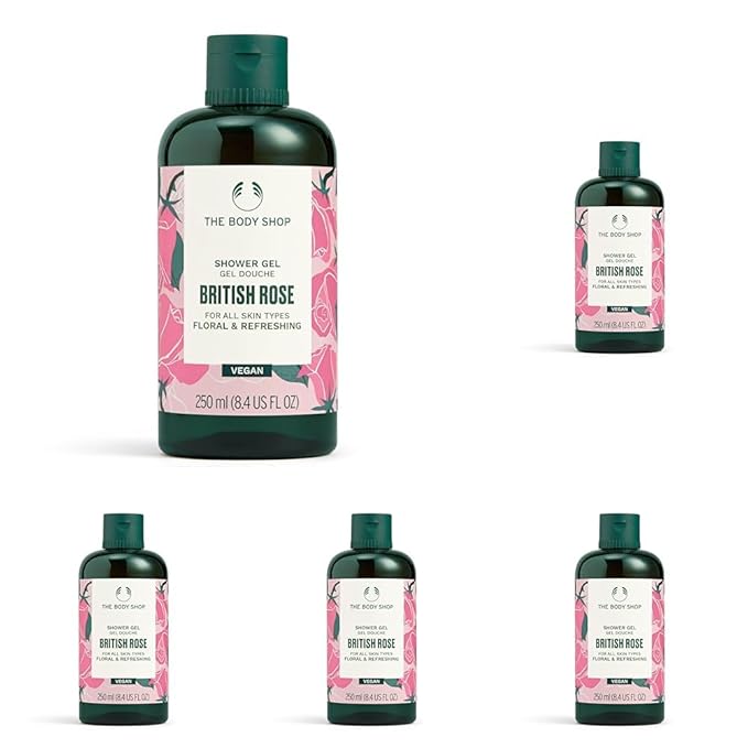 The Body Shop British Rose Petal Soft Shower Gel, 8.4 fl. oz. (Pack of 5)