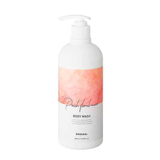 Korean Body Wash with Hyaluronic Acid & Aloe – Hydrating Moisturizing Cleanser for All Skin – Infused with Natural Extracts – Paraben & Silicone-Free – Peach Floral Musk, 500ml / 16.9 fl oz
