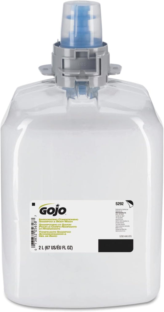GOJO Invigorating 3-In-1 Shampoo And Body Wash, Botanical, 2,000 Ml Refill, 2/carton