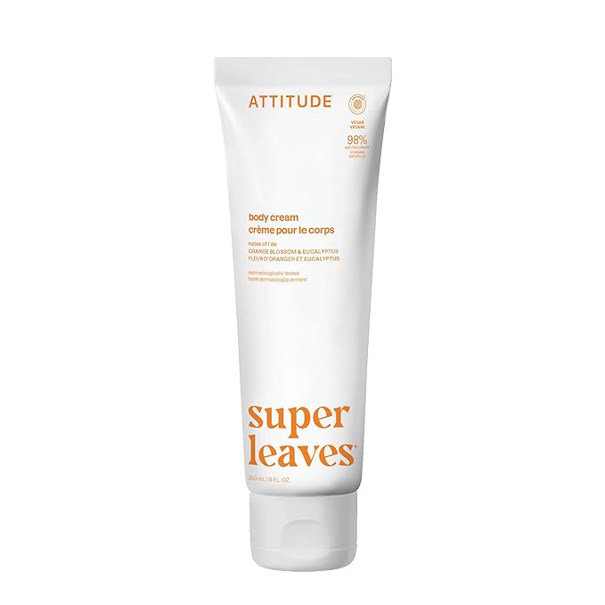 ATTITUDE Body Cream, EWG Verified Moisturizer, Vegan Moisturizing Products For Dry Skin, Dermatologically Tested, Orange Blossom & Eucalyptus Scent, 8 Fl Oz