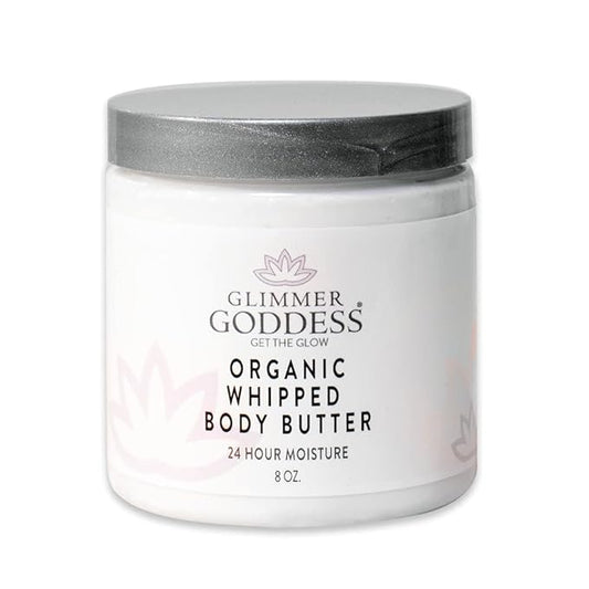 Glimmer Goddess Organic Whipped Body Butter for Women - Moisturizer Cream with Shea & Cocoa Butter, Almonds & Coconut Oil - Caribbean Breeze, 8oz