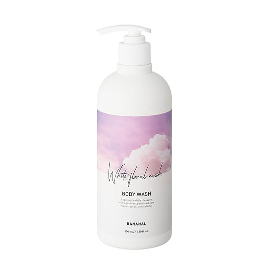 Korean Body Wash with Hyaluronic Acid & Aloe – Hydrating Moisturizing Cleanser for All Skin – Infused with Natural Extracts – Paraben & Silicone-Free – White Floral Musk, 500ml / 16.9 fl oz