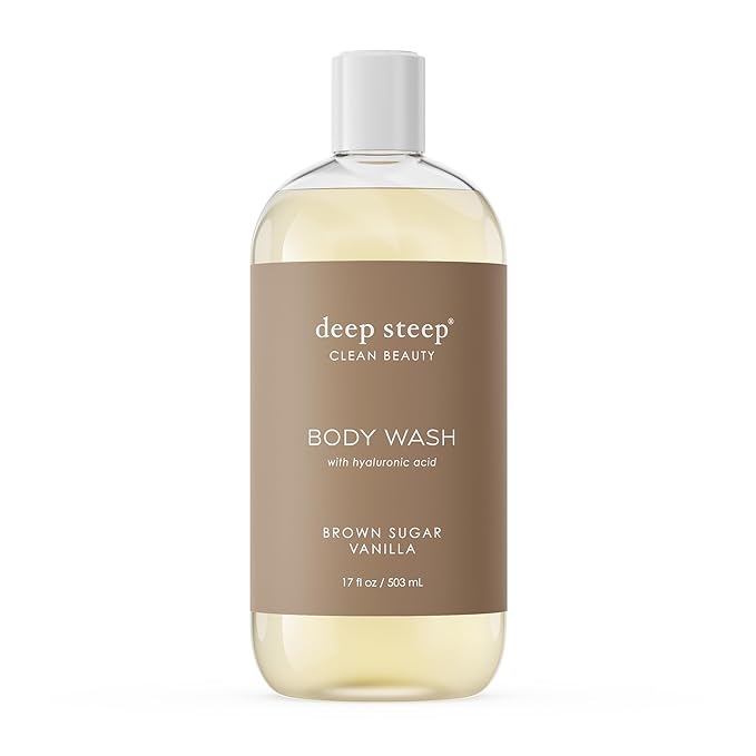 Deep Steep Body Wash, Brown Sugar Vanilla, 17 oz – Hydrating Shower Gel with Hyaluronic Acid, Shea Butter, Aloe Vera & Argan Oil – Vegan, Clean Beauty, Clean & Refreshed Skin