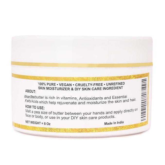 Organic Raw African Shea Butter 100% Pure,Natural & Unrefined| Skin Moisturizer For Face, Body & Hair| 8 OZ/230 GM Ivory / White Grade A | DIY Creams, Balms, Lotions, Soaps| Moisturizes Dry Skin