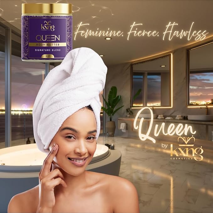 KXNG Cosmetics, Body Butter, Organic Skin Care for Men and Women, Body Moisturizer Lotions and Creams, Raw Shea Butter, Cocoa Butter, Mango, Coconut Oil, Hand, Foot, All Skin Types (Queen)