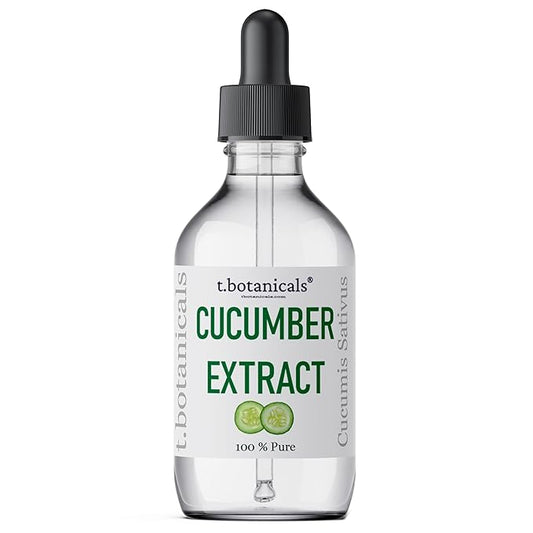 t.botanicals Pure Cucumber Extract Liquid Glycerite Alcohol Free Serum for Face Wash Mask Body Cosmetic Formulations and Skin Care Cream, Lotion, Shampoo, Conditioner Recipes (4 oz.)