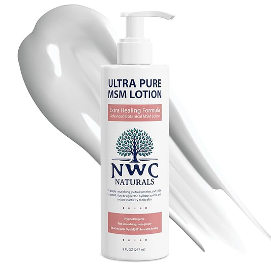 NWC Naturals UltraPure MSM Lotion All Natural Hypoallergenic ExtraHealing Nourishing Body Lotion by, 8 Fl Ounces