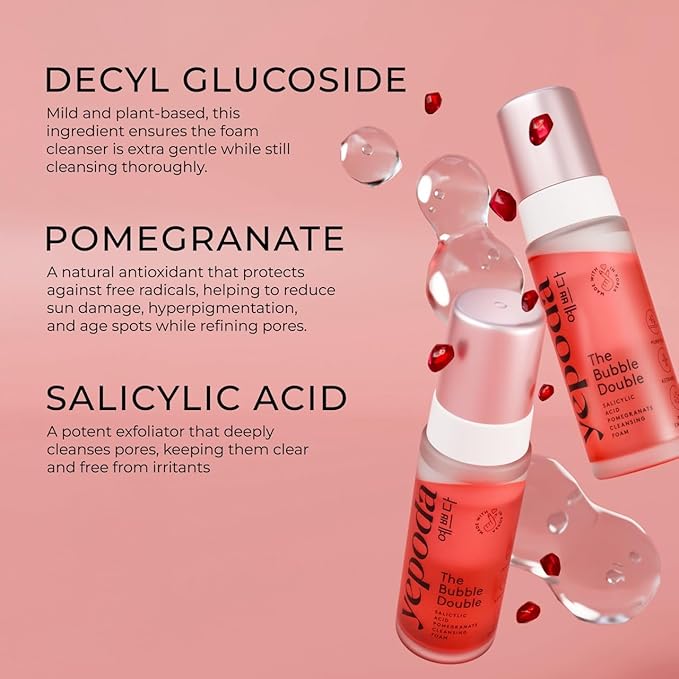 Yepoda The Bubble Double, Gently Exfoliating Cleansing Foam, Deeply Cleanses Pores & Prevents Impurities, Vegan Korean Face Cleanser for All Skin Types, 4.22 FL. OZ. (120 ml)