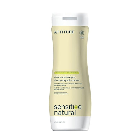 ATTITUDE Hair Shampoo for Sensitive Dry Scalp, EWG Verified, Soothing Oat, Protects Color, Naturally Derived Ingredients, Vegan and Plant-Based, Color Care, Argan Oil, 16 Fl Oz