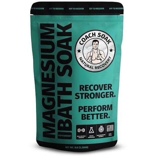 Coach Soak Epsom Salt Bath Soak Alternative - Magnesium Flakes & Mineral Bath Salts with 21 Minerals - Muscle & Joint Support - 3 lb (1 Pack) - Cooling Peppermint