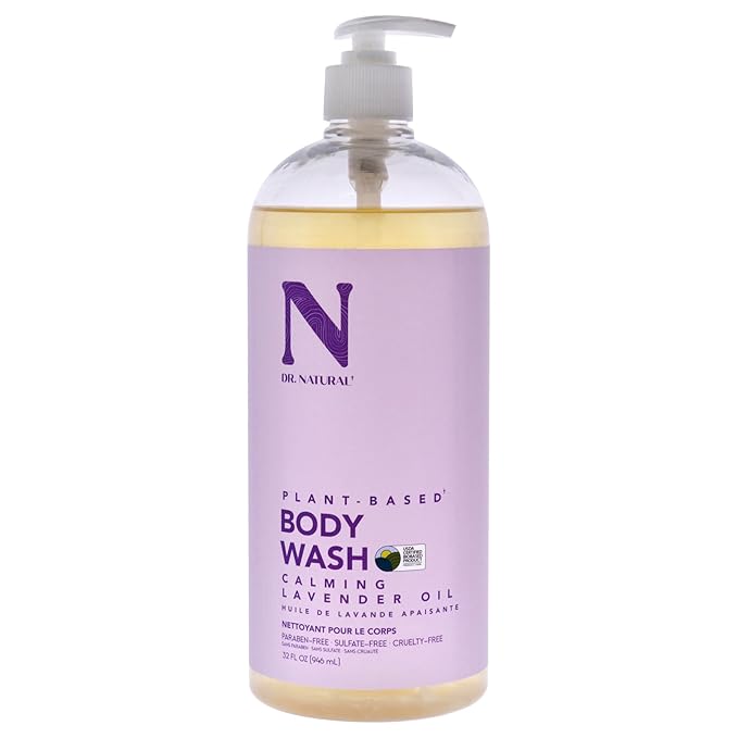 Dr. Natural Calming Lavender Oil Body Wash - Dry Skin Moisturizing Natural Body Wash with Shea Butter and Coconut Oil - For Family and Pets - 32 oz