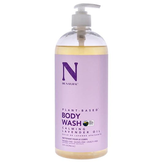 Dr. Natural Calming Lavender Oil Body Wash - Dry Skin Moisturizing Natural Body Wash with Shea Butter and Coconut Oil - For Family and Pets - 32 oz