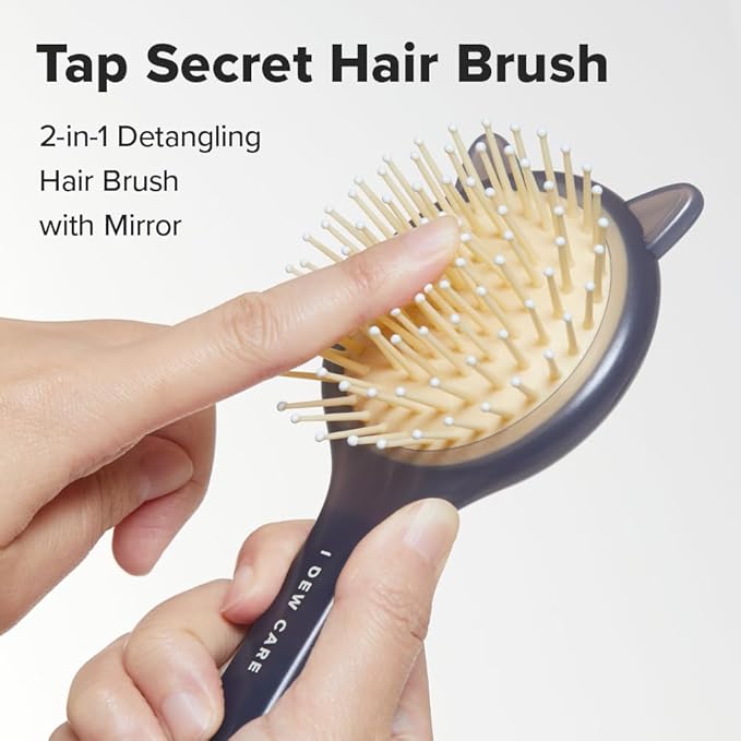 I DEW CARE Brush and Tap to Refresh Set - Tap Secret Vanilla & Coconut + Detangling Brush with Mirror